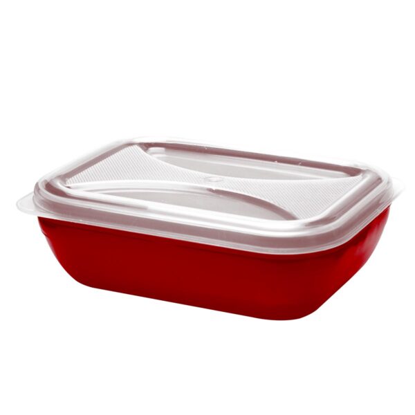 Organizador Retangular Multiuso Vermelho Rubi 1L c/ Tp Transp.