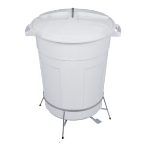 Cesto Fechado Branco c/ Pedal e Suporte