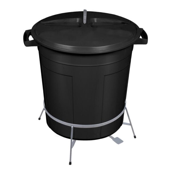 Cesto Fechado Preto 32L c/ Pedal e Suporte