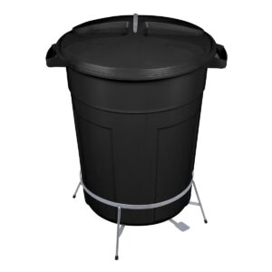 Cesto Fechado Preto 60L c/ Pedal e Suporte