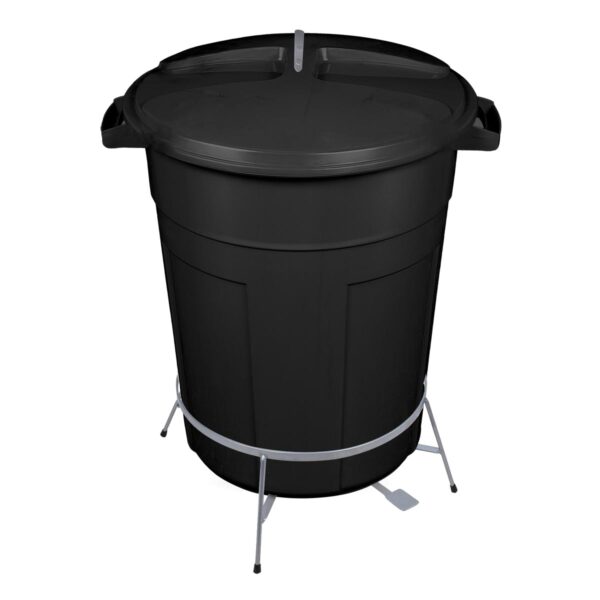 Cesto Fechado Preto 60L c/ Pedal e Suporte