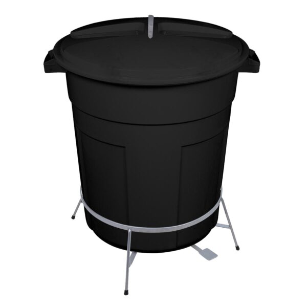 Cesto Fechado Preto 108L c/ Pedal e Suporte